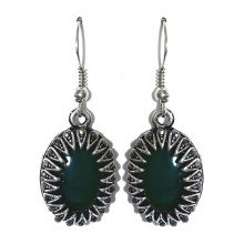 Сережки Fashion Jewelry Під крапельне срібло Камені: зелений агат та гематит Довжина: 42 мм Ширина: 16 мм