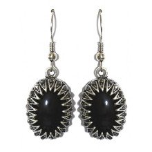 Сережки Fashion Jewelry Під крапельне срібло Камені: чорний агат та гематит Довжина: 42 мм Ширина: 16 мм