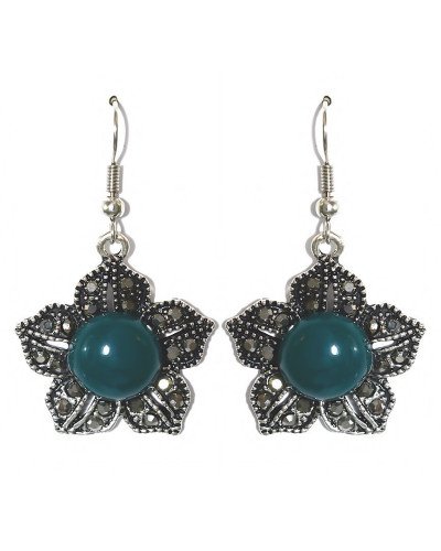 Сережки Fashion Jewelry Під крапельне срібло Камені: зелений агат та гематит Довжина: 45 мм Ширина: 26 мм