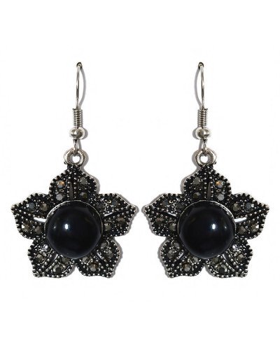 Сережки Fashion Jewelry Під крапельне срібло Камені: чорний агат та гематит Довжина: 45 мм Ширина: 26 мм