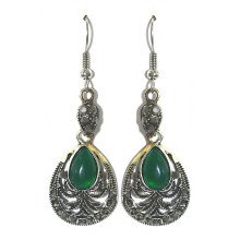 Сережки Fashion Jewelry Під крапельне срібло Камені: бірюзовий агат та гематит Довжина: 42 мм Ширина: 18 мм
