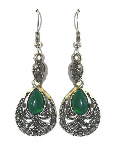 Сережки Fashion Jewelry Під крапельне срібло Камені: бірюзовий агат та гематит Довжина: 42 мм Ширина: 18 мм