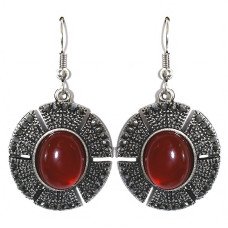 Сережки Fashion Jewelry Під крапельне срібло Камені: бордовий агат та гематит Довжина: 48 мм Ширина: 25 мм