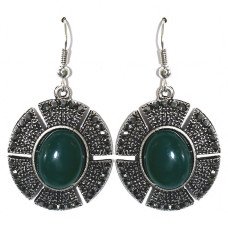 Сережки Fashion Jewelry Під крапельне срібло Камені: зелений агат та гематит Довжина: 48 мм Ширина: 25 мм