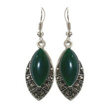 Сережки Fashion Jewelry Під крапельне срібло Камені: зелений агат та гематит Довжина: 49 мм Ширина: 15 мм