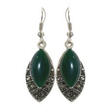 Сережки Fashion Jewelry Під крапельне срібло Камені: зелений агат та гематит Довжина: 49 мм Ширина: 15 мм