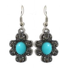 Сережки Fashion Jewelry Під крапельне срібло Камені: бірюзовий агат та гематит Довжина: 44 мм Ширина: 17 мм