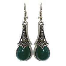 Сережки Fashion Jewelry Під крапельне срібло Камені: зелений агат та гематит Довжина: 51 мм Ширина: 14 мм