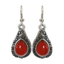 Сережки Fashion Jewelry Під крапельне срібло Камені: бордовий агат та гематит Довжина: 45 мм Ширина: 17 мм