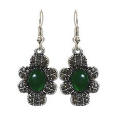 Сережки Fashion Jewelry Під крапельне срібло Камені: зелений агат та гематит Довжина: 44 мм Ширина: 18 мм