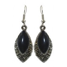 Сережки Fashion Jewelry Під крапельне срібло Камені: чорний агат та гематит Довжина: 49 мм Ширина: 15 мм