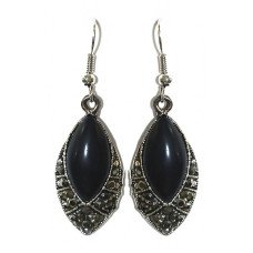 Сережки Fashion Jewelry Під крапельне срібло Камені: чорний агат та гематит Довжина: 49 мм Ширина: 15 мм