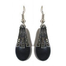Сережки Fashion Jewelry Під крапельне срібло Камені: чорний агат та гематит Довжина: 45 мм Ширина: 13 мм