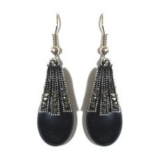 Сережки Fashion Jewelry Під крапельне срібло Камені: чорний агат та гематит Довжина: 45 мм Ширина: 13 мм