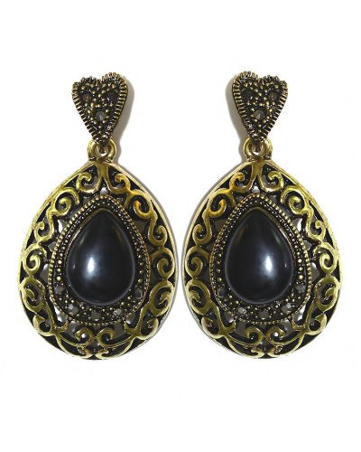 Сережки-гвоздики Fashion Jewelry Чорнена позолота Камені: чорний агат та гематит Довжина: 4 см Ширина: 22 мм