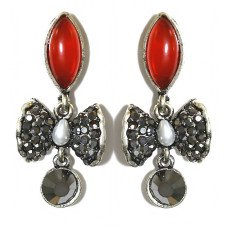 Сережки Fashion Jewelry Під крапельне срібло Камені: бордовий агат та гематит Довжина: 42 мм Ширина: 19 мм