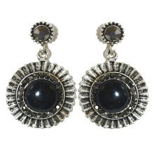 Сережки Fashion Jewelry Під крапельне срібло Камені: чорний агат та гематит Довжина: 38 мм Ширина: 25 мм