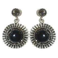 Сережки Fashion Jewelry Під крапельне срібло Камені: чорний агат та гематит Довжина: 38 мм Ширина: 25 мм