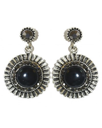 Сережки Fashion Jewelry Під крапельне срібло Камені: чорний агат та гематит Довжина: 38 мм Ширина: 25 мм