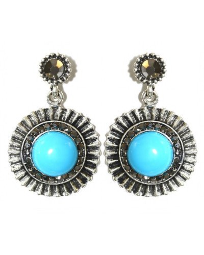 Сережки Fashion Jewelry Під крапельне срібло Камені: бірюзовий агат та гематит Довжина: 38 мм Ширина: 25 мм