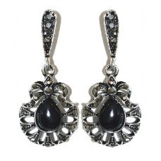Сережки Fashion Jewelry Під крапельне срібло Камені: чорний агат та гематит Довжина: 4 см Ширина: 17 мм