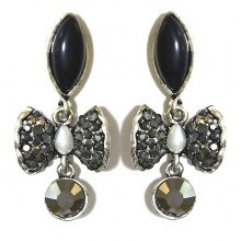 Сережки Fashion Jewelry Під крапельне срібло Камені: чорний агат та гематит Довжина: 42 мм Ширина: 19 мм