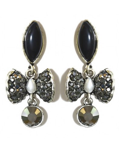 Сережки Fashion Jewelry Під крапельне срібло Камені: чорний агат та гематит Довжина: 42 мм Ширина: 19 мм