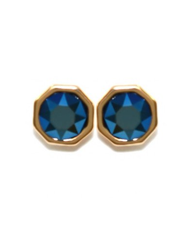 Сережки-гвоздики XР. Позолота 18К. Камені: Swarovski синього кольору. Діаметр: 6 мм.