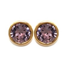 Сережки-гвоздики XР. Позолота 18К. Камені: Swarovski блідо-бузкового кольору. Діаметр: 7 мм.