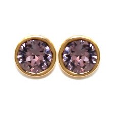 Сережки-гвоздики XР. Позолота 18К. Камені: Swarovski блідо-бузкового кольору. Діаметр: 7 мм.