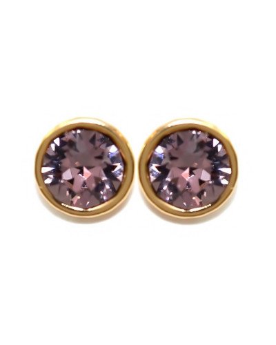 Сережки-гвоздики XР. Позолота 18К. Камені: Swarovski блідо-бузкового кольору. Діаметр: 7 мм.