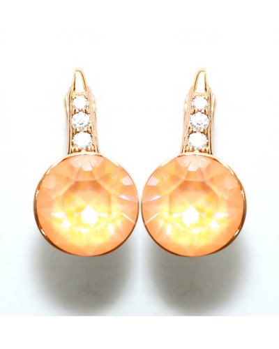 Сережки XР. Позолота 18К. Камені: Swarovski персиковий хамелеон та білий циркон. Довжина: 1.6 см. Ширина: 9 мм.
