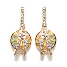 Сережки-гвоздики XР. Позолота 18К. Камінь циркон і Swarovski жовтий хамелеон. Довжина: 2 см. Ширина: 9 мм.
