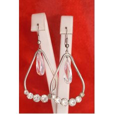 Сережки. Родій. Камені: білий циркон. Довжина: 6,5 см. Ширина: 30 мм.