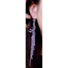 Сережки. Родій. Камені: циркон. Довжина: 150 мм. Ширина: 20 мм