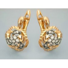 Сережки XР. Позолота 18К + родій. Камені: білий циркон. Довжина: 1,5 см. Ширина: 11 мм.