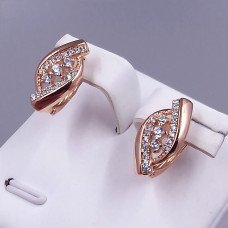 Сережки XР. Позолота ЧВ. Камені: білий циркон. Довжина: 1,6 см. Ширина: 8 мм.