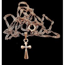 Хрестик на ланцюжку. Булат. Позолота ЧВ. Довжина ланцюжка: 45 см. Довжина хрестика: 1,5 см.