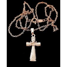 Хрестик на ланцюжку. Булат. Позолота ЧВ. Довжина ланцюжка: 45 см. Довжина хрестика: 2,2 см.