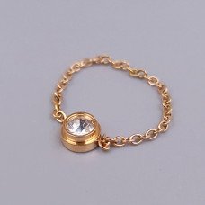 Каблучка Stainless Steel. Сталь. Позолота ЧВ. Камені: білий циркон. Є: 16р 17р 18р 18.5 р 19р 20р