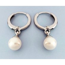 Сережки XР з перлами 6 мм. Родій. Довжина: 2 див.