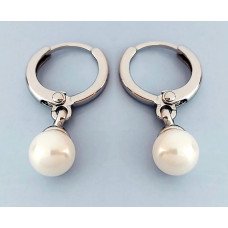 Сережки XР з перлами 6 мм. Родій. Довжина: 2 див.