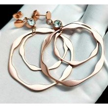Сережки-гвоздики Stainless Steel. Сталь. Камені: циркон. Позолота ЧВ. Довжина: 6 см Ширина: 40 мм
