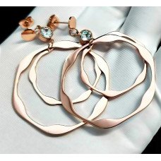 Сережки-гвоздики Stainless Steel. Сталь. Камені: циркон. Позолота ЧВ. Довжина: 6 см Ширина: 40 мм
