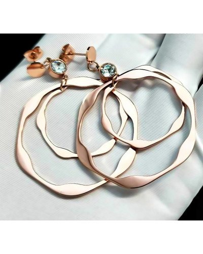 Сережки-гвоздики Stainless Steel. Сталь. Камені: циркон. Позолота ЧВ. Довжина: 6 см Ширина: 40 мм