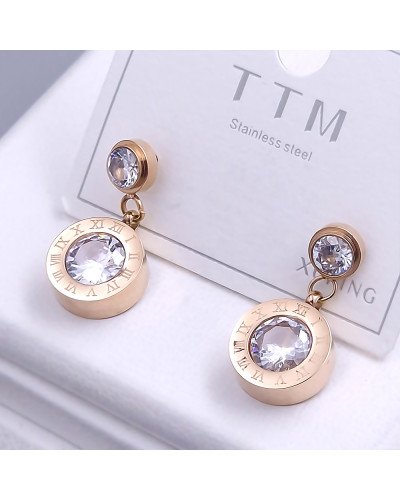 Сережки-гвоздики Stainless Steel з цирконами. Сталь. Позолота ЧВ. Діаметр: 2 см