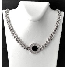 Ланцюжок Stainless Steel 51-55 см з кулоном 20 мм. Сталь. Родій