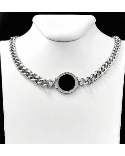 Ланцюжок Stainless Steel 41-45 см з кулоном 20 мм. Сталь. Родій.
