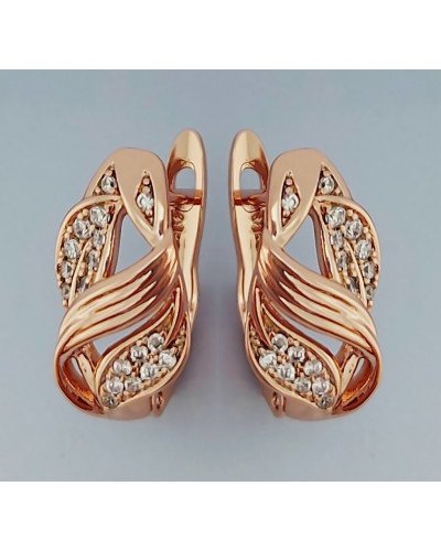 Сережки ХР з цирконами. Позолота ЧВ. Довжина: 1,6 см