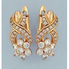 Сережки ХР з цирконами. Позолота 18К. Довжина: 1,8 см.